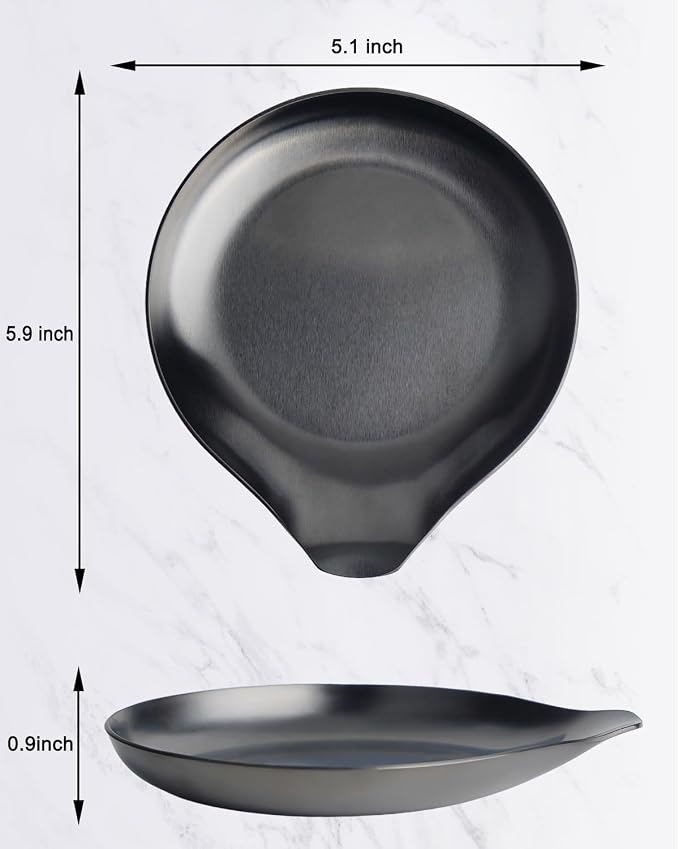VanlonPro Stainless Steel Spoon Rest, Spatula Ladle Holder, Stainless Steel Utensil Spoon Rest Holder, Brushed Finish, Dishwasher Safe 5.9 x 5.1 Inch (Round Black 1PC) - Image 3
