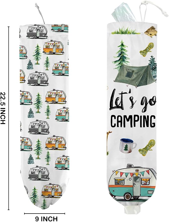 2Pcs Camping Plastic Bag Holder, Wall Mount Trash Bag Holder, Tent Rv Bonfire Reusable Grocery Bags Organizer Storage Dispenser for Camp Kitchen Pantry, Camping Gifts for Women Men Camper - Image 2