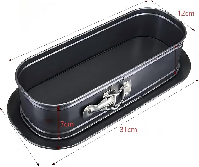 12 Inch Oval Non-Stick Springform Baking Pan Black | Removable bottom with quick release latch for easy cake demoulding - Image 2