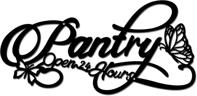 Pantry Open 24 Hours Wall Decor - Modern Art for Home, Farmhouse, Shop - Romantic Door Decor - Housewarming Gift - 11.6x5.6 Inches Metal by INFUNLY