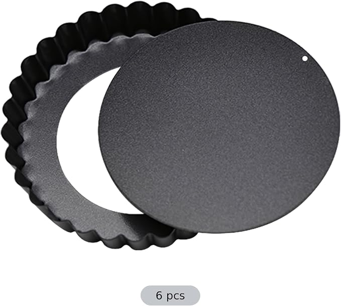 6 Pcs Mini Tart Pans with Removable Bottom, 3.9 in Egg Tart Molds Set, Carbon Steel Quiche Pans, Fluted Design for Baking Tart, Pie and Quiche, for Home Baking - Image 2