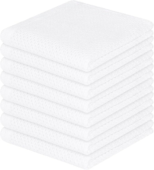 Homaxy 100% Cotton Waffle Weave Kitchen Dish Cloths 8-Pack, White | 12 x 12 Inches, Ultra Soft Absorbent Dish Towels, Quick Drying Dish Rags with Hanging Loop by Homaxy