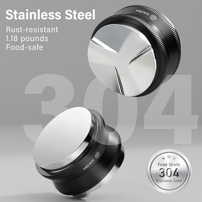 53mm Espresso Tamper, Coffee Distributor and Tamper 304 Stainless Steel Espresso Hand Tamper, Adjustable Depth Espresso Distribution Tool, Professional Espresso Leveler Barista Tools
