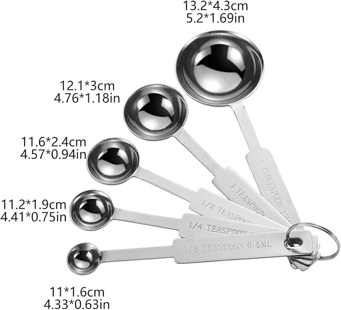 Stainless Steel Measuring Spoons Set, Metal Teaspoon & Tablespoon, Set of 5 | Measuring Spoon, Coffee Bar Kitchen Appliances & Apartment Essentials for Coffee Baking, Gifts for Mom & Coffee Lover - Image 2