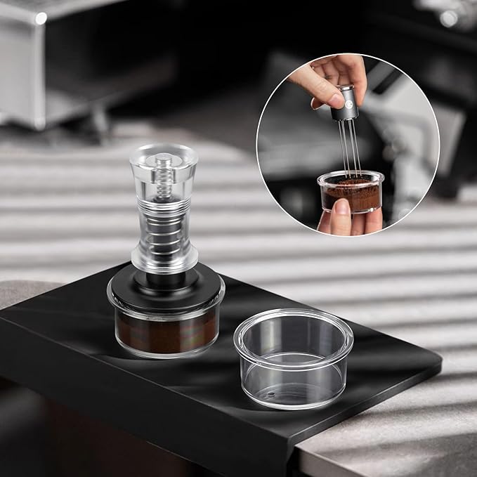 58mm Dual Spring Espresso Tamper – 30lb Calibrated Coffee Tamper with Clear Handle & Observation Bowl – Barista-Grade, Self-Leveling Design for 58mm Portafilters