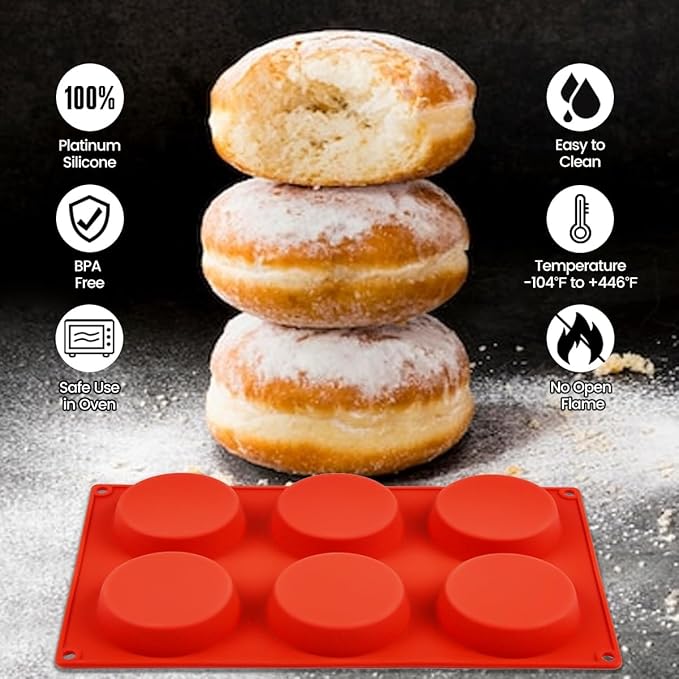 CAKETIME Silicone Egg Molds, 3 Inch Muffin Top Pan 4 Pack Nonstick for Baking English Muffin, Whoopie Pie, Corn Bread, Egg bite, Breakfast Sandwiches