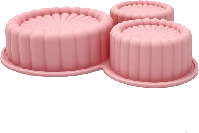 X-Haibei Round Pleats Cake Pan Jello Mousse Pizza Pudding Hamburger Bread Silicone Mold, Dia. 4.8inch, 3.2inch