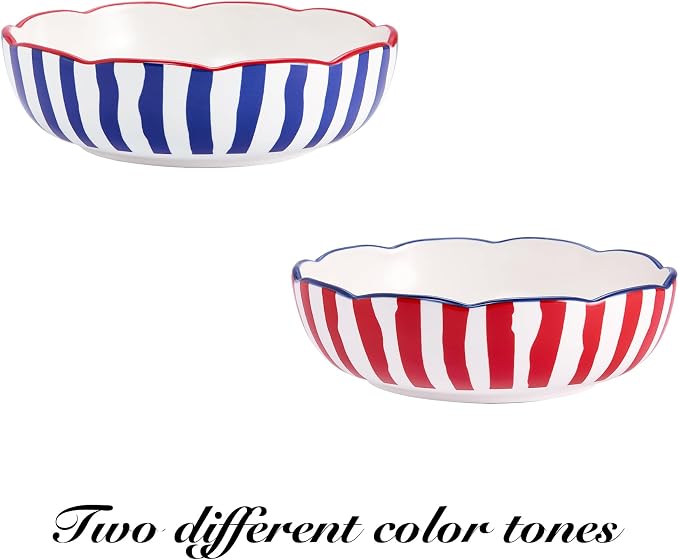 Bico Ocean Wonders Scalloped Pasta Bowls, 36oz Salad Bowl Set of 4, Large Ceramic Serving Dinner Bowls for Soup and Cereal, Microwave and Dishwasher Safe, Gift for Housewarming and Holiday - Image 4
