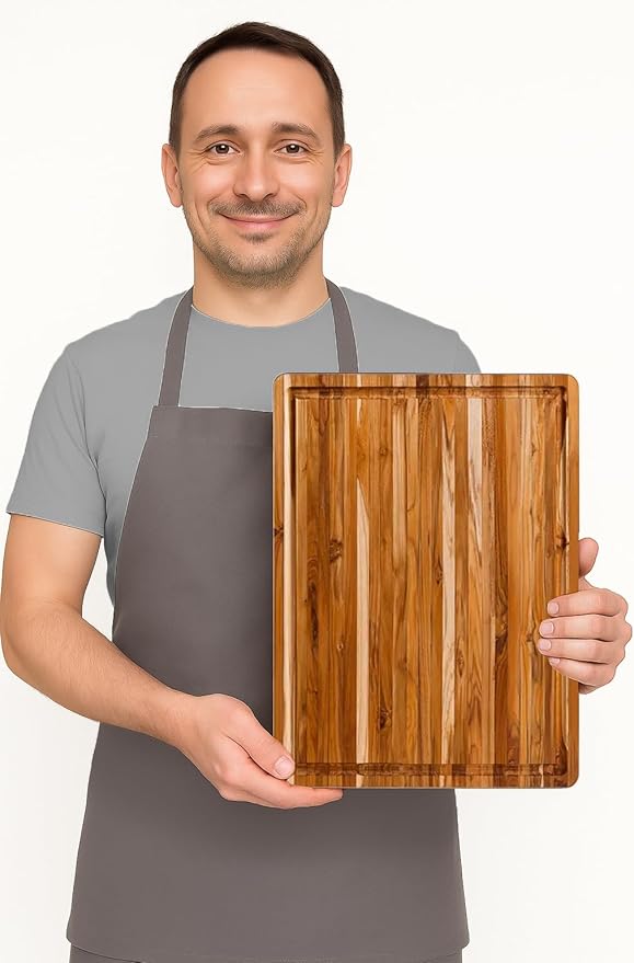 Teakhaus Carving Board with Juice Groove - Small (S) Teak Wood Cutting Board 16”L x 12”W x 1.5” Thick - Sustainably Harvested & FSC Certified - Knife Friendly with Beeswax Oil Finish - Image 3
