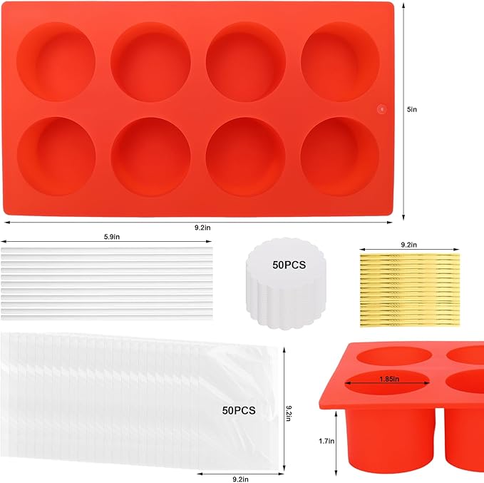 Silicone Cake Pop Molds with 100 Sticks & Parcel Bags, 8 Cavity Reusable Cakesicle Molds for Baking, Lollipops, Ice Cream, DIY Desserts, Cake Pop Maker Kit Easy Release & Dishwasher Safe