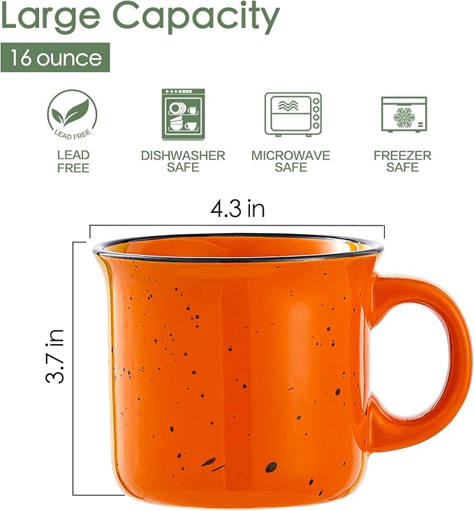 bestone Coffee Mugs Set of 4，16 oz Large Ceramic with Handles,Coffee,Salad,Noodles etc Cups for Cereal Latte,Vibrant Colors (Vibrant 6, 16-oz) - Image 2