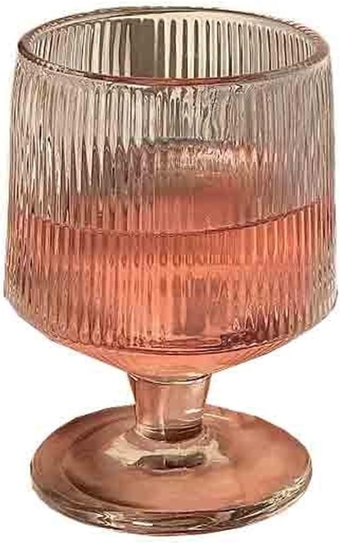 Water Glasses Vertical Stripe Short Stem Glass, 8 Oz Clear Ribbed Glassware for Home Kitchen by Unknown