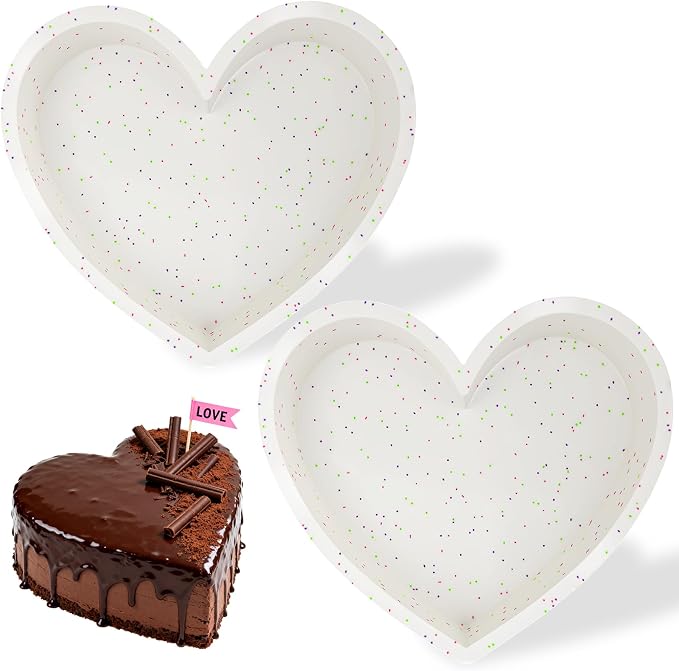 10 Inch Silicone Heart Shaped Cake Pans Set of 2 Large Heart Cake Pan Set Nonstick Silicone Springform Pan Heart Molds for Baking by Unknown