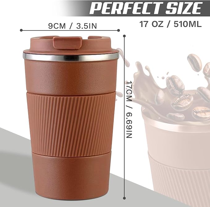 Vacuum Insulated Stainless Steel Travel Coffee Mug,Leak Proof Cup with Lid | 304 stainless steel mug with vacuum insulation, leak proof lid, silicone grip and car cup holder friendly design - Image 4