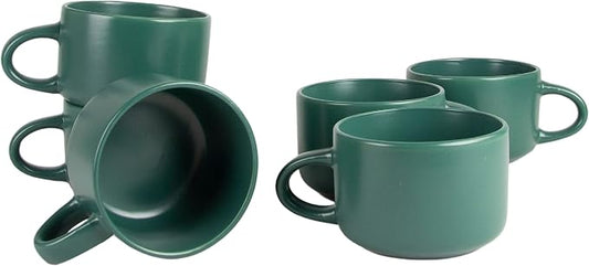 10 Strawberry Street Wazee Matte 4.75"/22 oz Oversized Mug, Set of 6, Emerald Green by 10StrawberryStreet