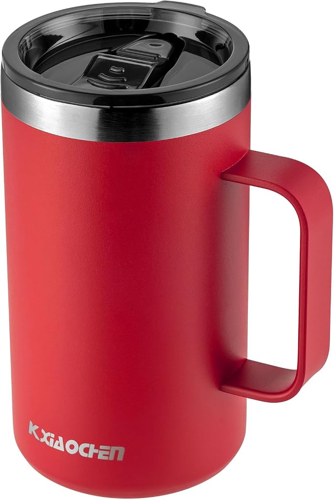 KXIAOCHEN 20 oz Insulated Coffee Mug, Coffee Cup with Lid and Wide Handle | 18/8 stainless steel, 6+ hours hot or 12+ hours cold, wide mouth, no-sweat exterior, for office, work, home and camping by KXIAOCHEN