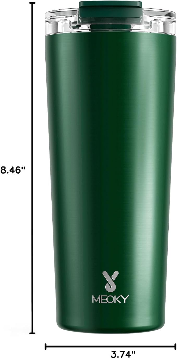 Meoky 24 oz Insulated Travel Coffee Mug: Leak Proof Lid, Evergreen | Stainless Steel Coffee Tumbler, Keeps Hot for 8 Hours or Cold for 24 Hours, Fits in Car Cup Holder, BPA Free - Image 3