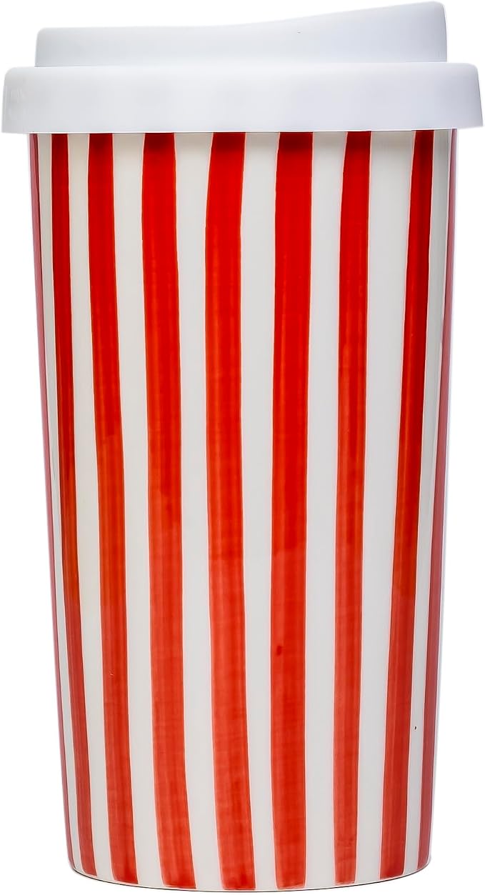 Ceramic Travel Mug with Lid (12 oz) – Stylish Coffee Cup for Women & Men, Microwave & Dishwasher Safe, Spill-Resistant To Go Tumbler, Fits Car Cup Holder (Red) - Image 3