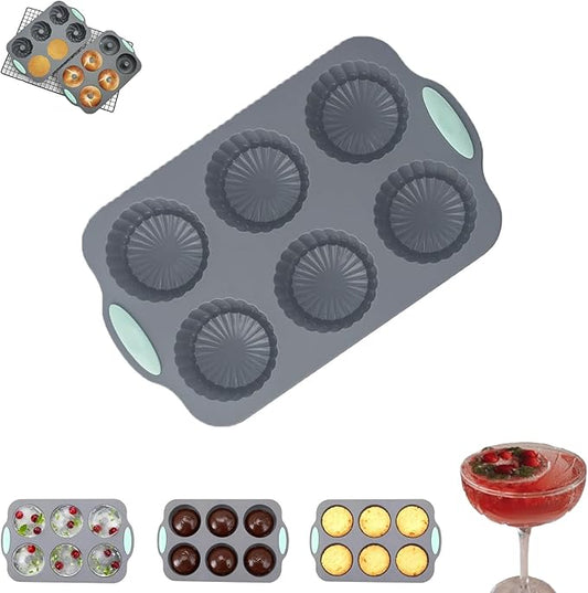 Christmas Wreath Ice Mold Silicone Tray - 6 Hole DIY Holiday Baking Pan for Festive Drinks, Chocolate Making - Easy Release & Clean, Cold & Heat-Resistant Reusable for DIY Crafts, Desserts (Style1)