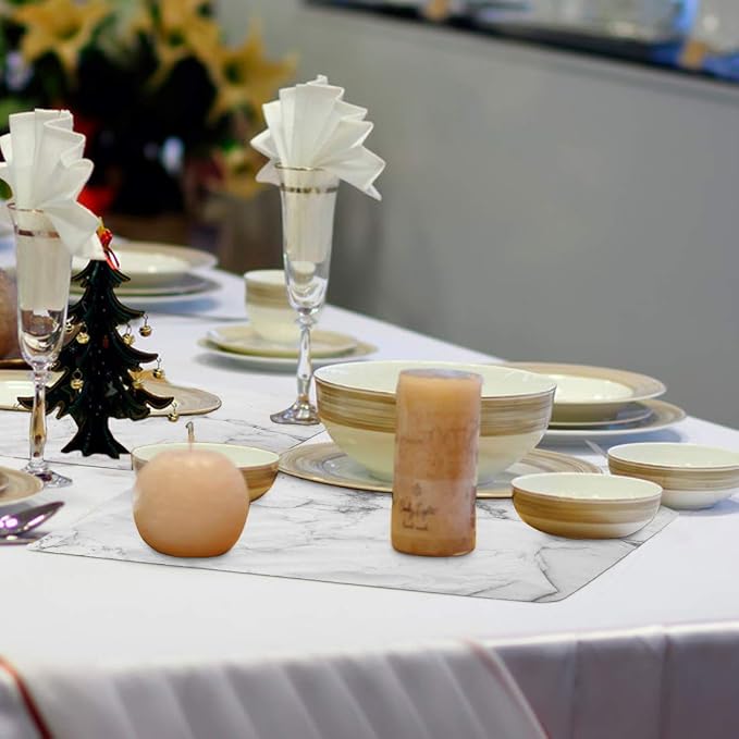 GENNISSY Marble Placemats Washable for Dining Table Set of 6 Thin Environmental Table Mats Wipeable Easy Clean for Kitchen Dinner Party (White Marble) - Image 5