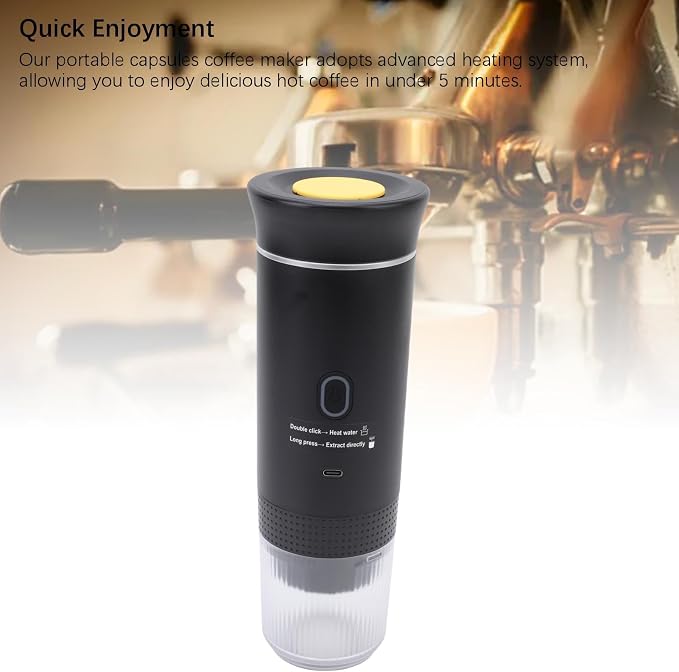 Zunate Portable Capsules Coffee Maker with 20 Bar Pump, 3 in 1 Automatic 72W Ground Coffee Machine for Travel Home Office with 120ML Cup, Gray (Black) - Image 3