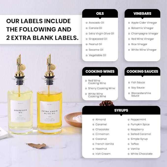 Molimoli Oil and Vinegar Dispenser with Metal Pour Spout, Weighted Pourer, Glass Bottle Dispenser for Kitchen, Olive Oil Cruet, Glass Olive Oil Bottle | 350ml, Set of 2 - Image 4