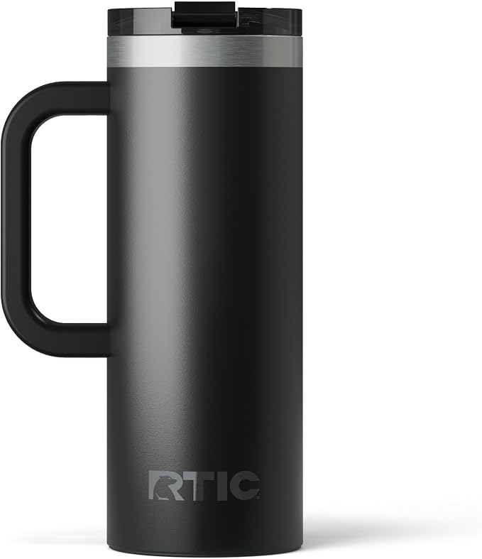 RTIC 20oz Road Trip Travel Mug with Lid and Handle, Ceramic Lined, Black | Stainless Steel Metal, Insulated Travel Cup for Hot and Cold Drinks, Coffee, Car, Camping and Travel - Image 8