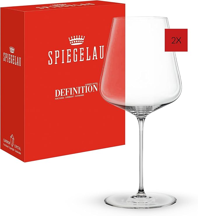 Spiegelau Definition Bordeaux Wine Glasses Set of 2 – Large Red Wine Glasses for Cabernet Sauvignon & Merlot – Lead-Free Crystal Stemware for Home Bar & Special Occasions by Spiegelau