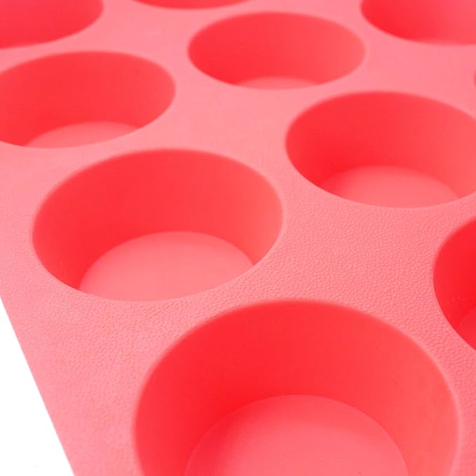 X-Haibei Round Circle Silicone Mold for Cupcakes, Muffins, Soap, Wax Tarts - 12-Cavity Baking Pan for Perfectly Shaped Treats & DIY Crafts