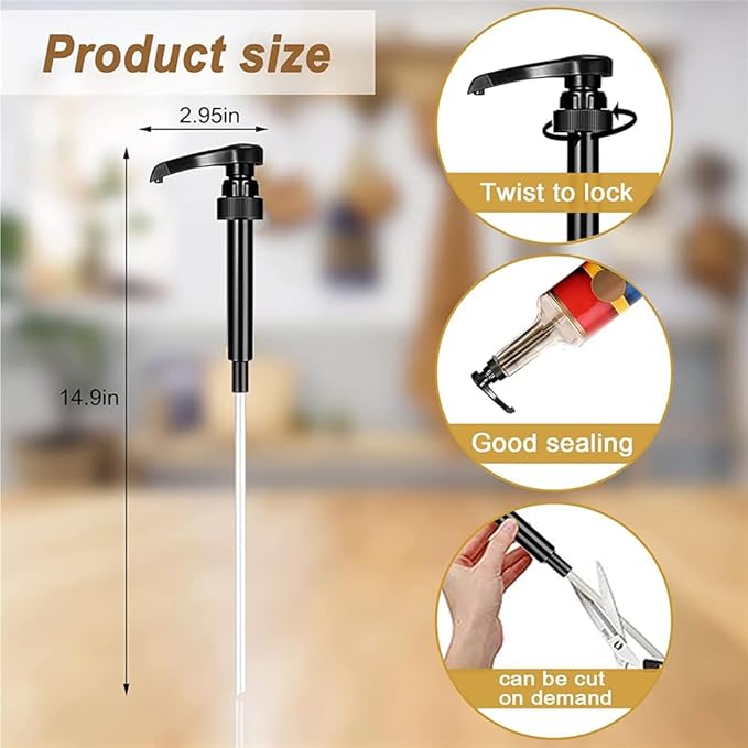 Lavandi 8pcs Syrup Pumps,Coffee Syrup Pump Dispenser Fits 750ml-25.4 oz Bottles,Replacement Syrup Bottle Pump Dispenser for Flavorings Creamer (Black)