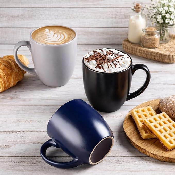 GBhome 16 oz Coffee Mug Set of 6, Large Ceramic Coffee Mugs for Men Women | Modern Stoneware Coffee Mugs Set with Handle for Tea/Latte/Cappuccino/Milk/Cocoa, Dishwasher & Microwave Safe - Image 3