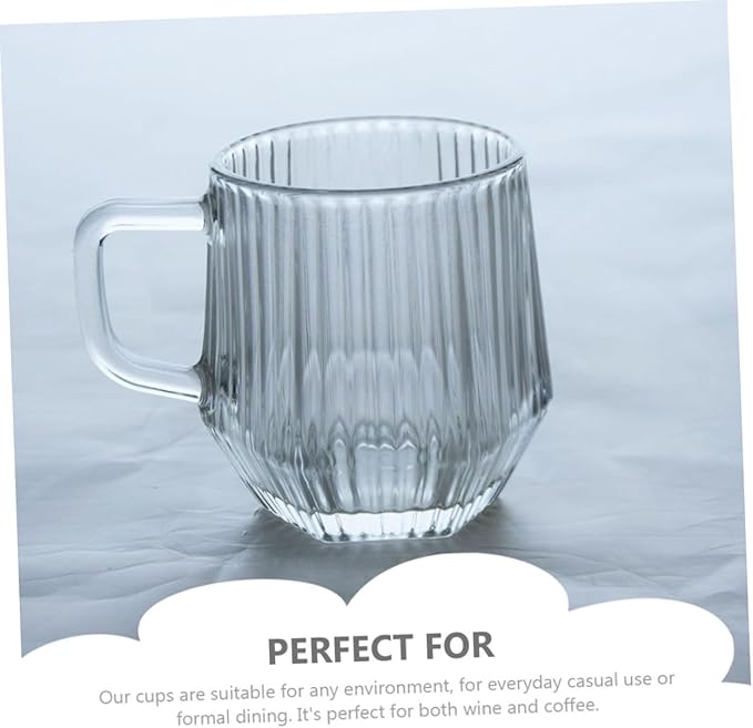6pcs Vertical Stripe Glass Beer Cups Transparent Water Mugs Heat-resistant Coffee Holders for Home Kitchen and Cafe Use