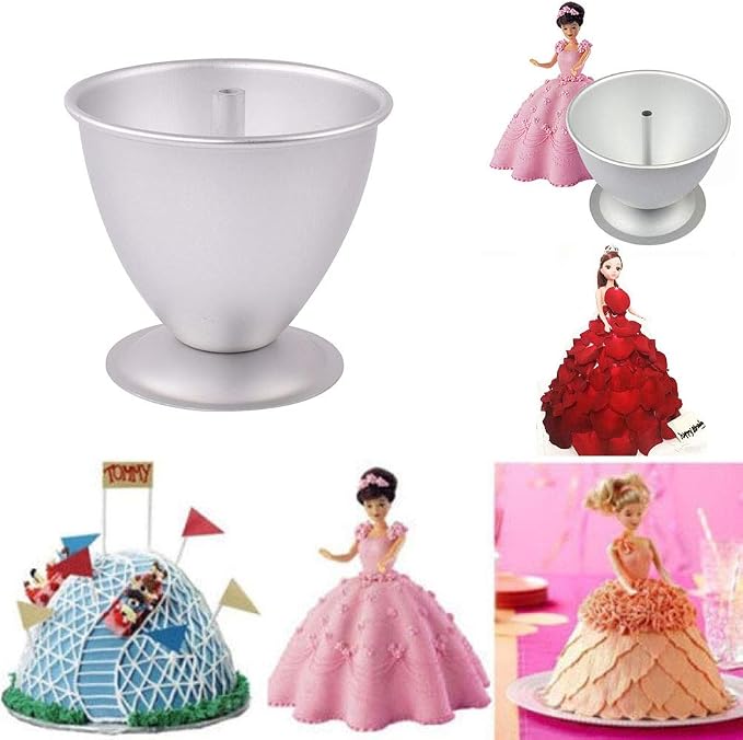 Princess Doll Dress 8 Inch Cake Pan, Made of Food Grade Aluminum, Anodized Surface, Brushed and Matte, Tempting Large Curved Cake (Silver) - Image 6