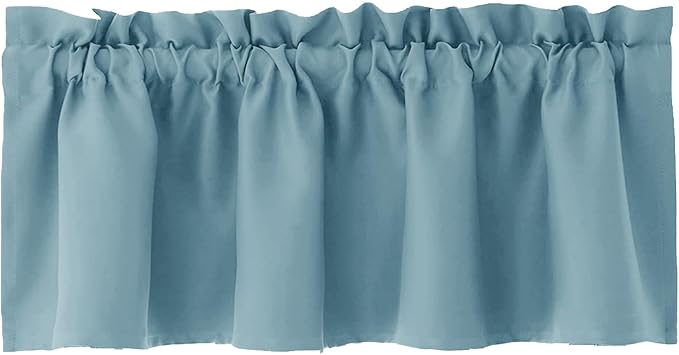 Hiasan Valance Curtains for Kitchen Blackout Thermal Insulated Solid Window Curtain Valance, Stone Blue, 42 x 12 Inches, 1 Panel - Image 8