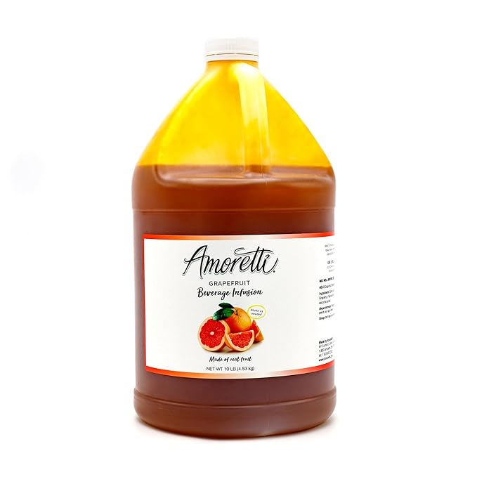 Amoretti - Grapefruit Beverage Infusion, (10 lbs) - Drink Mix & Water Enhancer with Pump for Flavoring Cocktails, Waters, Teas, Mocktails, and other Beverages, Preservative Free, Gluten Free