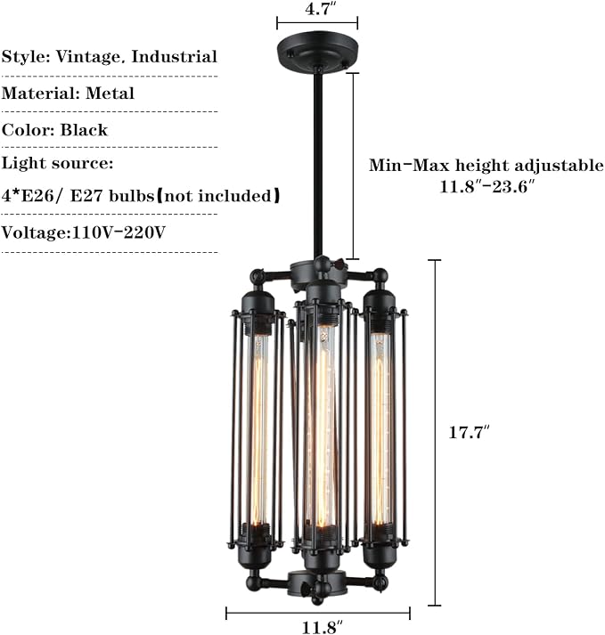 Industrial Steampunk Chandelier 2pcs Vintage Pendant Light Loft Ceiling Fixture for Country Hotel Restaurant Bar Creative Ceiling Lamp(4 Heads) - Image 7