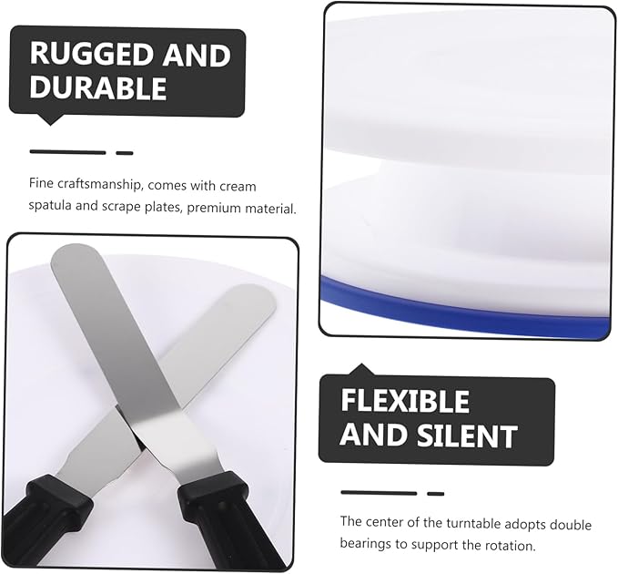 Cake Decorating Turntable with Smooth Rotation Double Bearings Spatula and Scraper for Baking DIY Dessert Stand Practical Cake Decorating Table for Bakery and Party Use