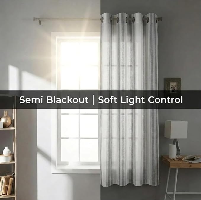 Urban Villa Cotton Grommet Curtains 52x84 (2 Panels) Curtis Stripes - Image 6