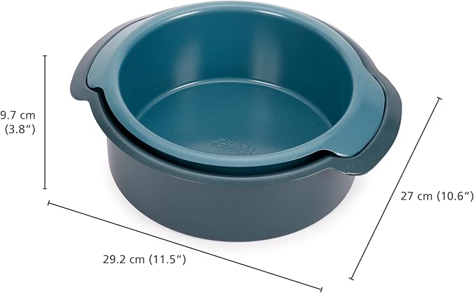 Joseph Joseph Nest™ Bake Set of 2 Non-Stick Round Cake Pan, 9in & 7.8in, Carbon Steel, Easy-Pull Handles, Stackable, Space-Saving Design, 10-Year Guarantee - Image 4