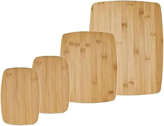 Farberware 4-Piece Bamboo Cutting Board Set - Reversible Boards for Meal Prep, Charcuterie, Cheese and Entertaining, Natural Bamboo Kitchen Essential by Farberware