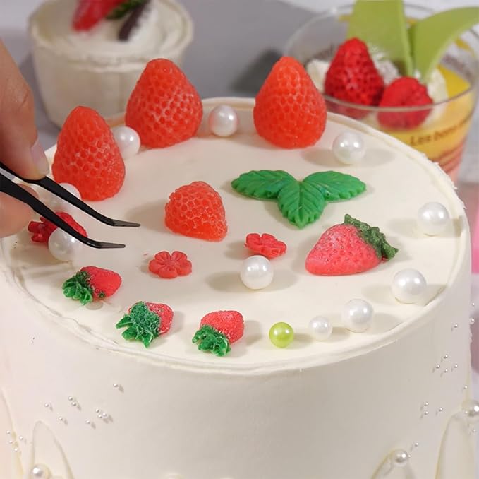 5 Pcs Strawberry Baking Mold Silicone,Flowers Silicone Mold,3D Flower Strawberry Silicone Fruit Shape Pastry Mold for Soap Chocolate Fondant Resin Cupcake Cake Decor