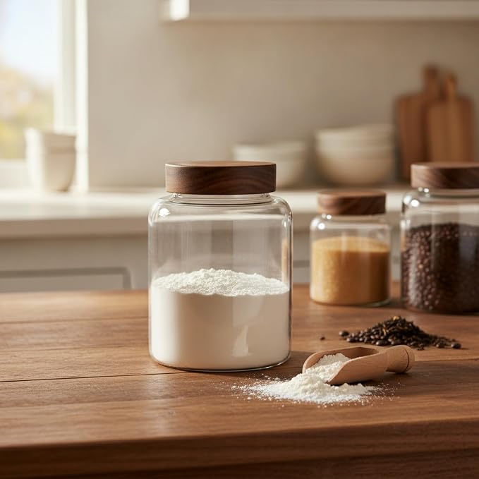 Store Dry Pantry Staples in This Borosilicate Glass Jar with Acacia Wood Lid - Image 2