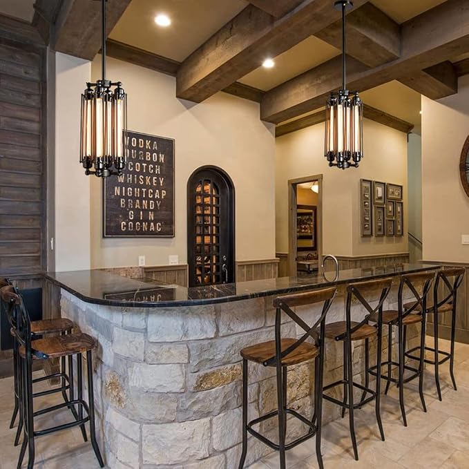 Industrial Steampunk Chandelier Vintage Pendant Light Loft Ceiling Fixture for Country Hotel Restaurant Bar Creative Ceiling Lamp(4 Heads) - Image 6