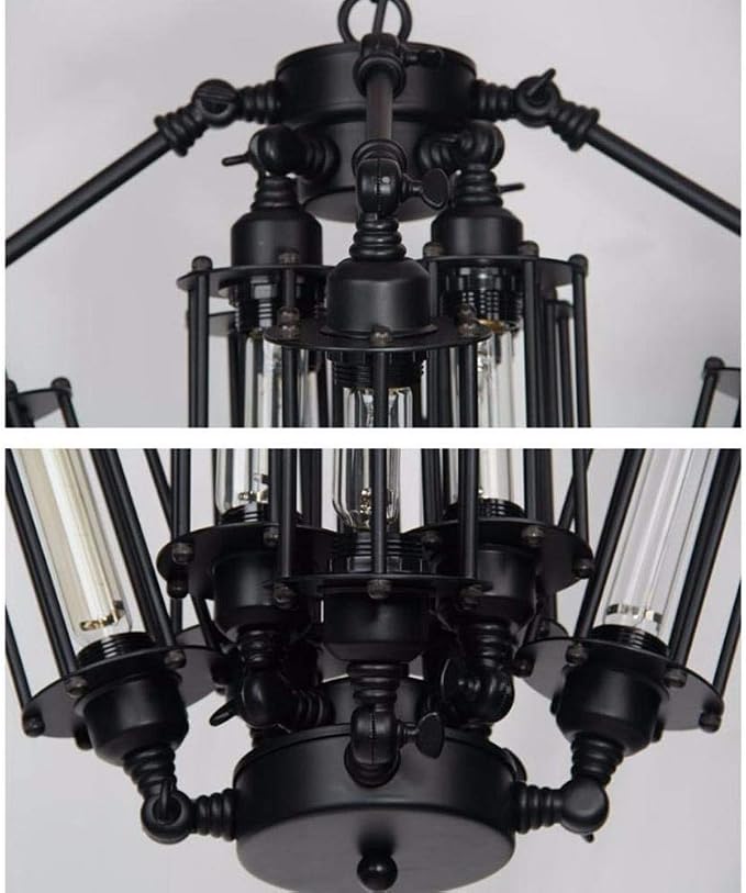 Industrial Steampunk Style Chandelier Vintage Pendant Light Loft Ceiling Fixture for Country Hotel Restaurant Bar Creative Ceiling Lamp (8 Heads) - Image 4
