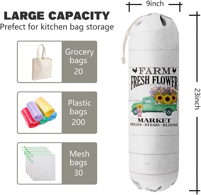 Grocery Bag Holder Organizer, Wall Mount Storage Container Dispenser - Farmhouse Kitchen Gifts for Mom, Housewarming, Family, Friends, Women, Grandma - Image 2