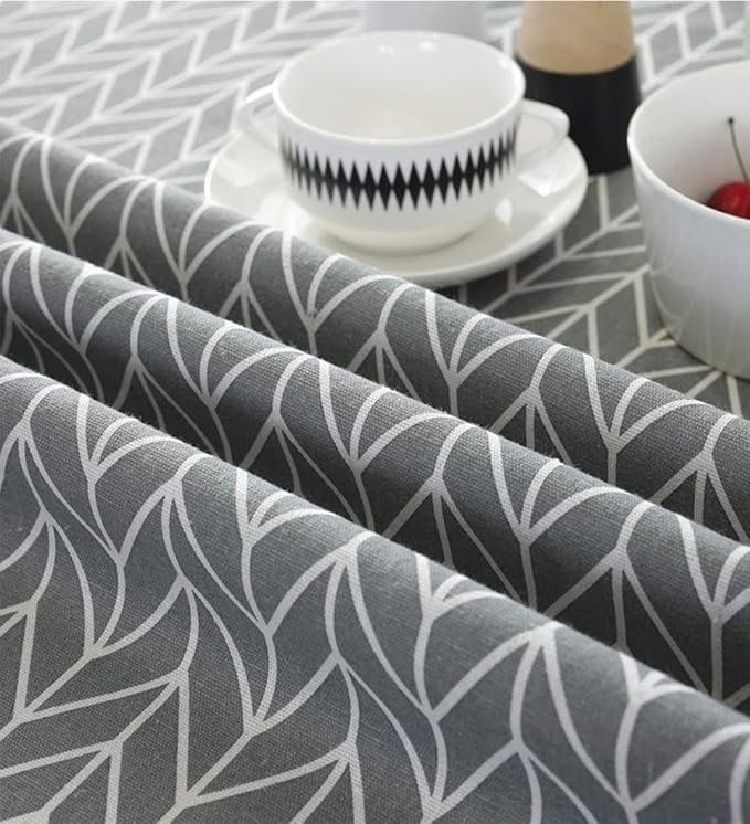meioro Grey Farmhouse Table Cloth Round Cotton Linen Nordic Twill Tablecloths Wrinkle Free Fabric Arrow Stripe Table Cloths Rustic Cover for Kitchen Dining Party Outdoor Picnic(Round 47 Inch) - Image 6