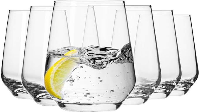Krosno Textured Water Glasses Set of 6, 13.5 oz, Splendour Collection | Glass Tumblers, Lead-Free Crystal Glassware, Juice Glasses, Water Glass Set, Dishwasher Safe, Made in Europe by Krosno