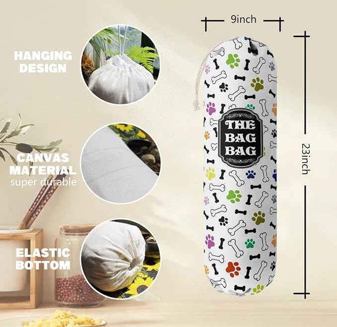 Grocery Bags Holder Organizer For Shopping Bags, Wall Mount Plastic Bags Storage Container Dispensers, Pet Lovers Home Kitchen Bags, The Bag Bag Grocery Bag Holder, Gifts For Women Dog Mom Dad (G-17) - Image 3
