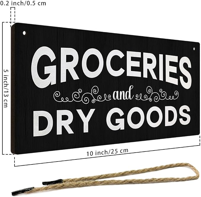 Pantry Sign Rustic Wall Art Print Wooden Signs Funny Home Decor Vintage Poster Retro Hanging Plaque for Farmhouse Kitchen Cafe Bar Grocery Coffee Corner 10x5 Inch (Black Wood Grain) - Image 2