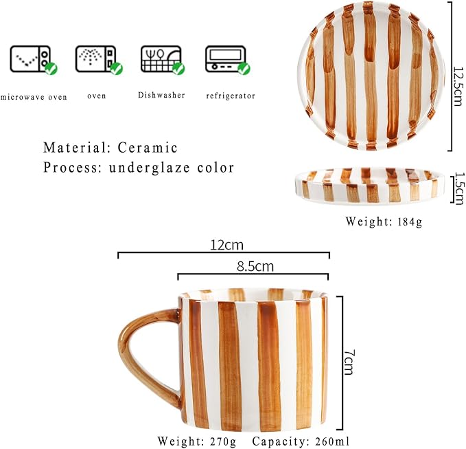 Espresso Cups Ceramic Coffee Mug Series European Striped Dot Coffee Cup And Saucer Mug Cake Plate Afternoon Tea Set Tea Cup And Saucer,B - Image 2